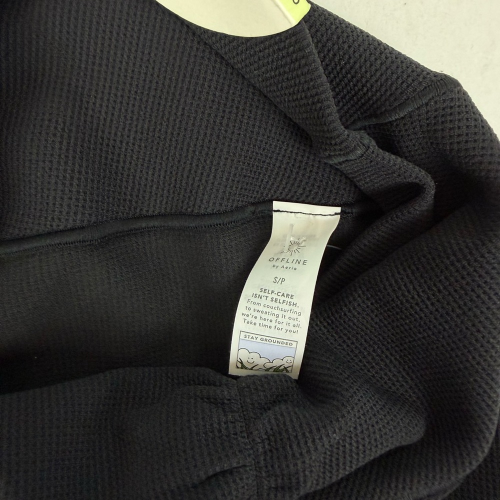 NWT Aerie‎ OFFLINE High Rise Flare Leggings Black Ribbed Yoga Pants S - Picture 8 of 11